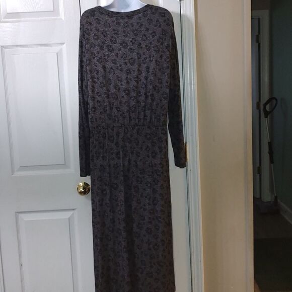 Old Navy gray black long sleeve elastic waist dress soft stretchy material Sz XL - Picture 5 of 6
